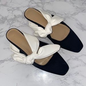 Black and White Satin Flats